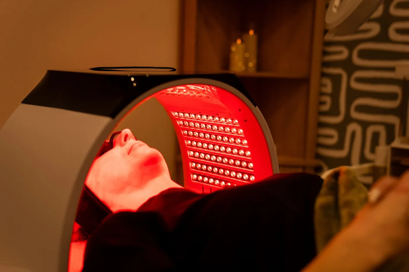 Red LED anti-aging light therapy at Raw Glo Med Spa in Waukesha, WI