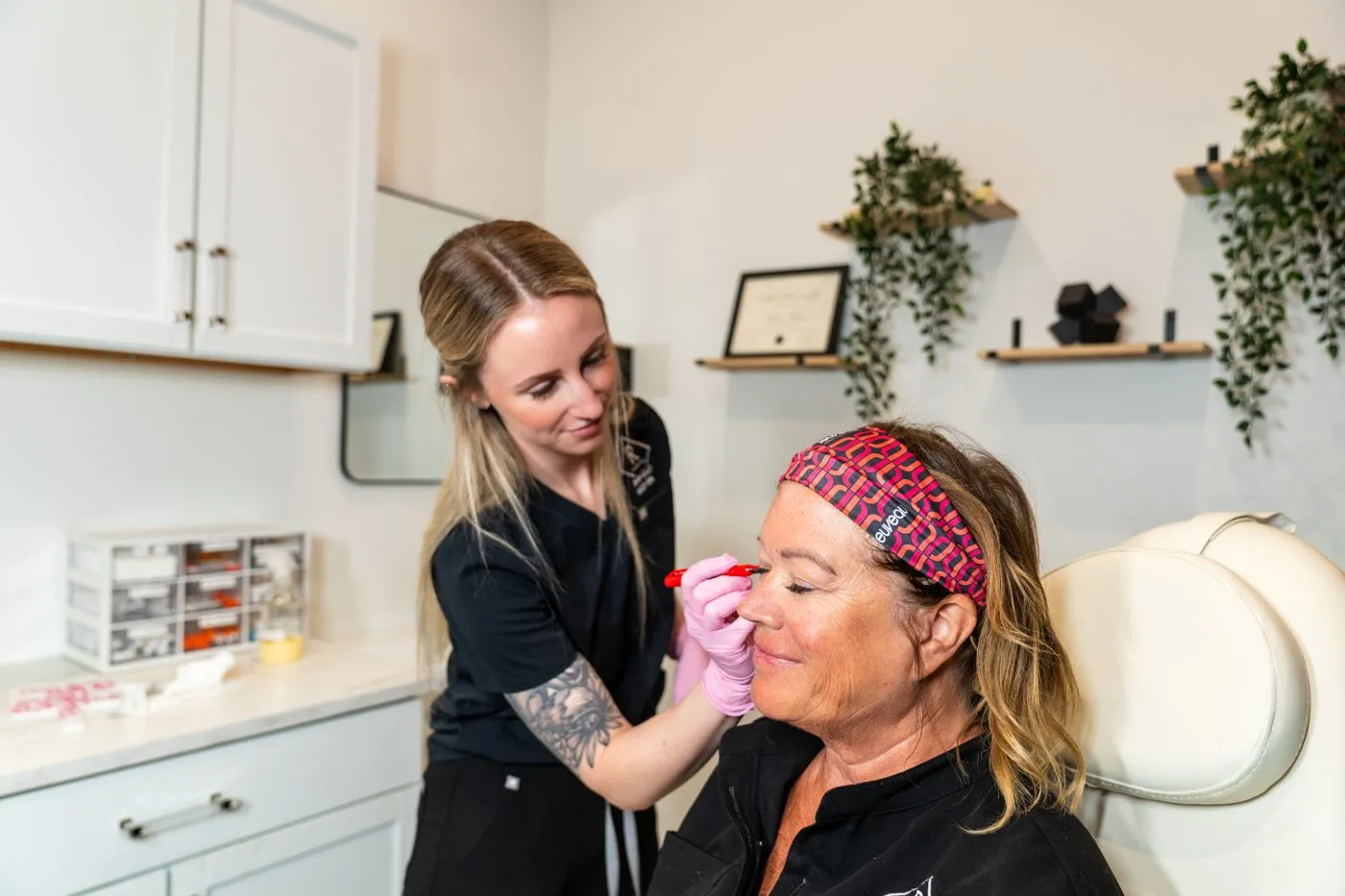 Airbrush makeup application at Raw Glo Med Spa in Waukesha, WI